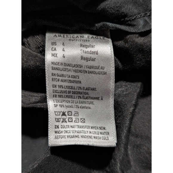 American Eagle womens Black Wide Leg Cargo Pants Size 4 Regular Stretch Utility - Picture 5 of 7